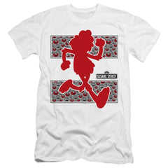 Sesame Street Elmo Runs Men's Ultra-Soft 30/1 Cotton Slim Short-Sleeve T-Shirt