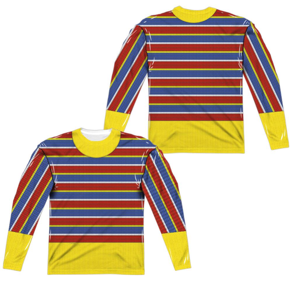 Sesame Street Ernie Costume (Front/Back Print) Men's Regular Fit Polyester Long-Sleeve T-Shirt