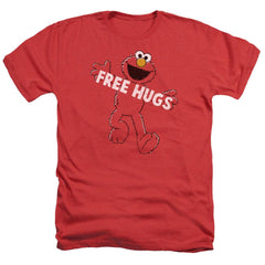 Sesame Street Free Hugs Men's 30/1 Heather 60 40 Poly Short-Sleeve T-Shirt