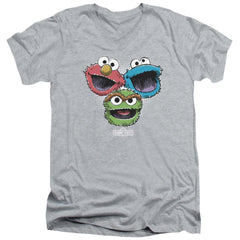 Sesame Street Halftone Heads Men's 30/1 Cotton Slim V-Neck T-Shirt