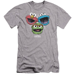Sesame Street Halftone Heads Men's Ultra-Soft 30/1 Cotton Slim Short-Sleeve T-Shirt