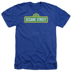 Sesame Street Logo Men's 30/1 Heather 60 40 Poly Short-Sleeve T-Shirt