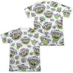 Sesame Street Oscar Face Pattern (Front/Back Print) Men's Regular Fit Poly Cotton Short-Sleeve T-Shirt