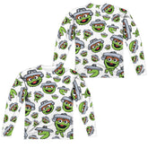 Sesame Street Oscar Face Pattern (Front/Back Print) Men's Regular Fit Polyester Long-Sleeve T-Shirt