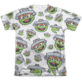 Sesame Street Oscar Face Pattern Men's Regular Fit Poly Cotton Short-Sleeve T-Shirt