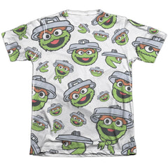 Sesame Street Oscar Face Pattern Men's Regular Fit Poly Cotton Short-Sleeve T-Shirt