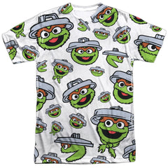 Sesame Street Oscar Face Pattern Men's Regular Fit Polyester Short-Sleeve T-Shirt