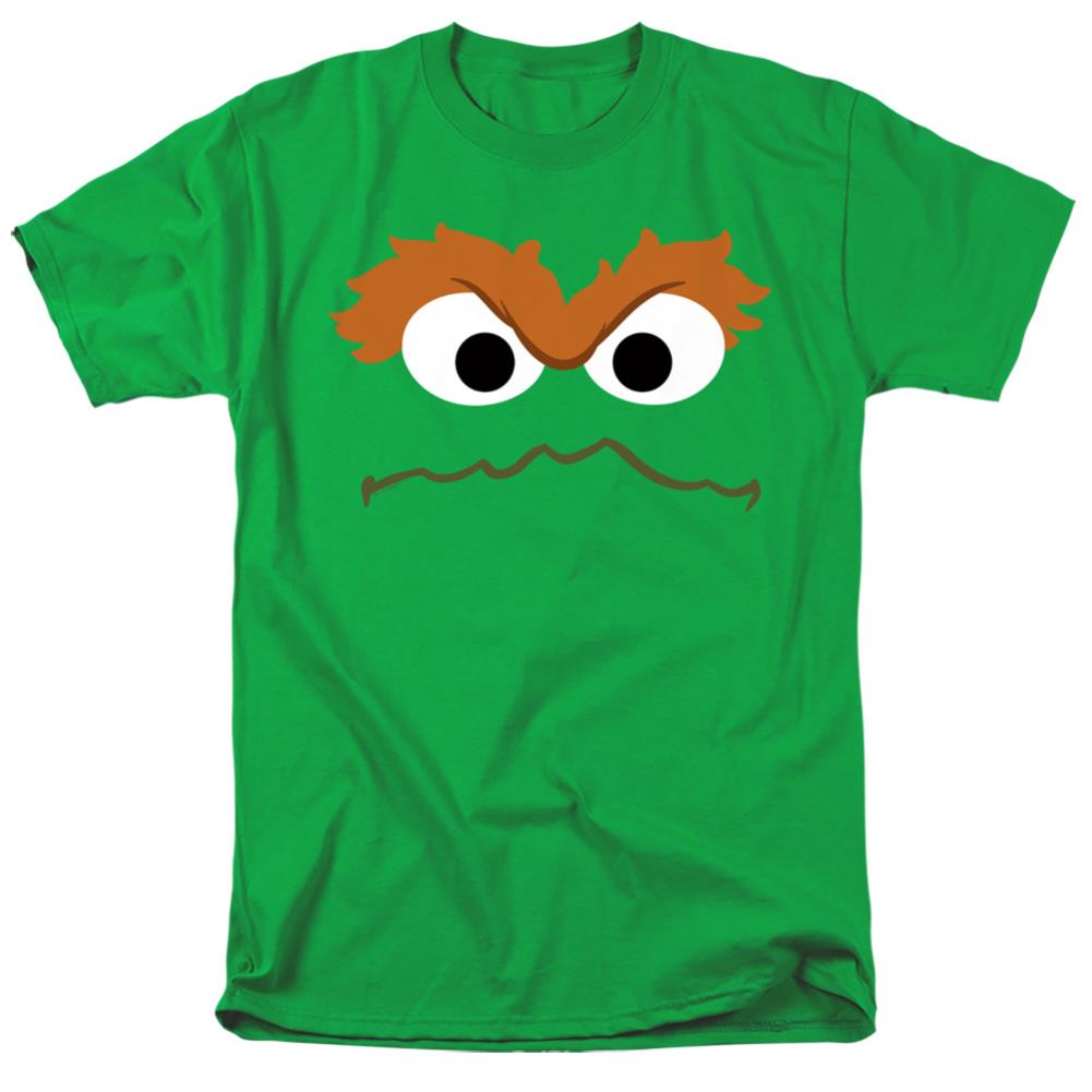 Sesame Street Oscar The Grouch Face Men's 18/1 Cotton Short-Sleeve T-Shirt
