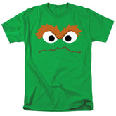 Sesame Street Oscar The Grouch Face Men's 18/1 Cotton Short-Sleeve T-Shirt