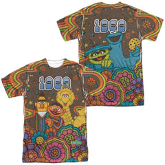 Sesame Street Psychedelic 69 (Front/Back Print) Men's Regular Fit Polyester Short-Sleeve T-Shirt