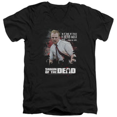 Shaun Of The Dead Hero Must Rise Men's 30/1 Cotton Slim V-Neck T-Shirt