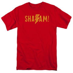 Shazam Movie Flat Logo Men's 18/1 Cotton SS T