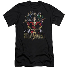 Shazam Movie Group Of Heroes Men's Ultra-Soft 30/1 Cotton Slim SS T
