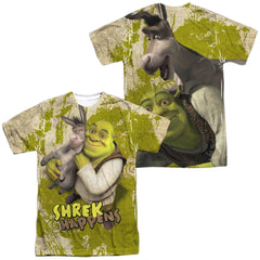 Shrek Best Friends (Front/Back Print) Men's Regular Fit Polyester Short-Sleeve T-Shirt