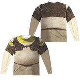 Shrek Costume (Front/Back Print) Men's Regular Fit Polyester Long-Sleeve T-Shirt