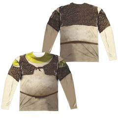 Shrek Costume (Front/Back Print) Men's Regular Fit Polyester Long-Sleeve T-Shirt