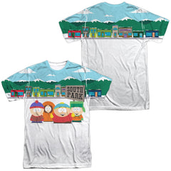 South Park Boys And Sign (Front/Back Print) Men's Regular Fit Polyester Short-Sleeve T-Shirt