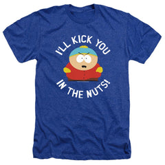 South Park Kick You In The Nuts Men's 30/1 Heather 60 40 Poly Short-Sleeve T-Shirt