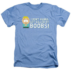 South Park Killed By Boobs Men's 30/1 Heather 60 40 Poly Short-Sleeve T-Shirt