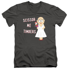 South Park Scissor Me Timbers Men's 30/1 Cotton Slim V-Neck T-Shirt