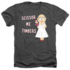 South Park Scissor Me Timbers Men's 30/1 Heather 60 40 Poly Short-Sleeve T-Shirt