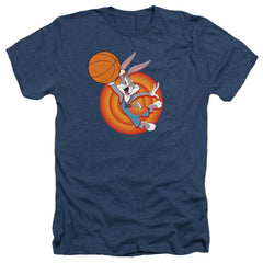 Space Jam 2 Bugs Slam Men's 30/1 Heather 60 40 Poly Short-Sleeve T-Shirt
