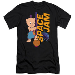Space Jam 2 Porky Standing Men's Ultra-Soft 30/1 Cotton Slim Short-Sleeve T-Shirt