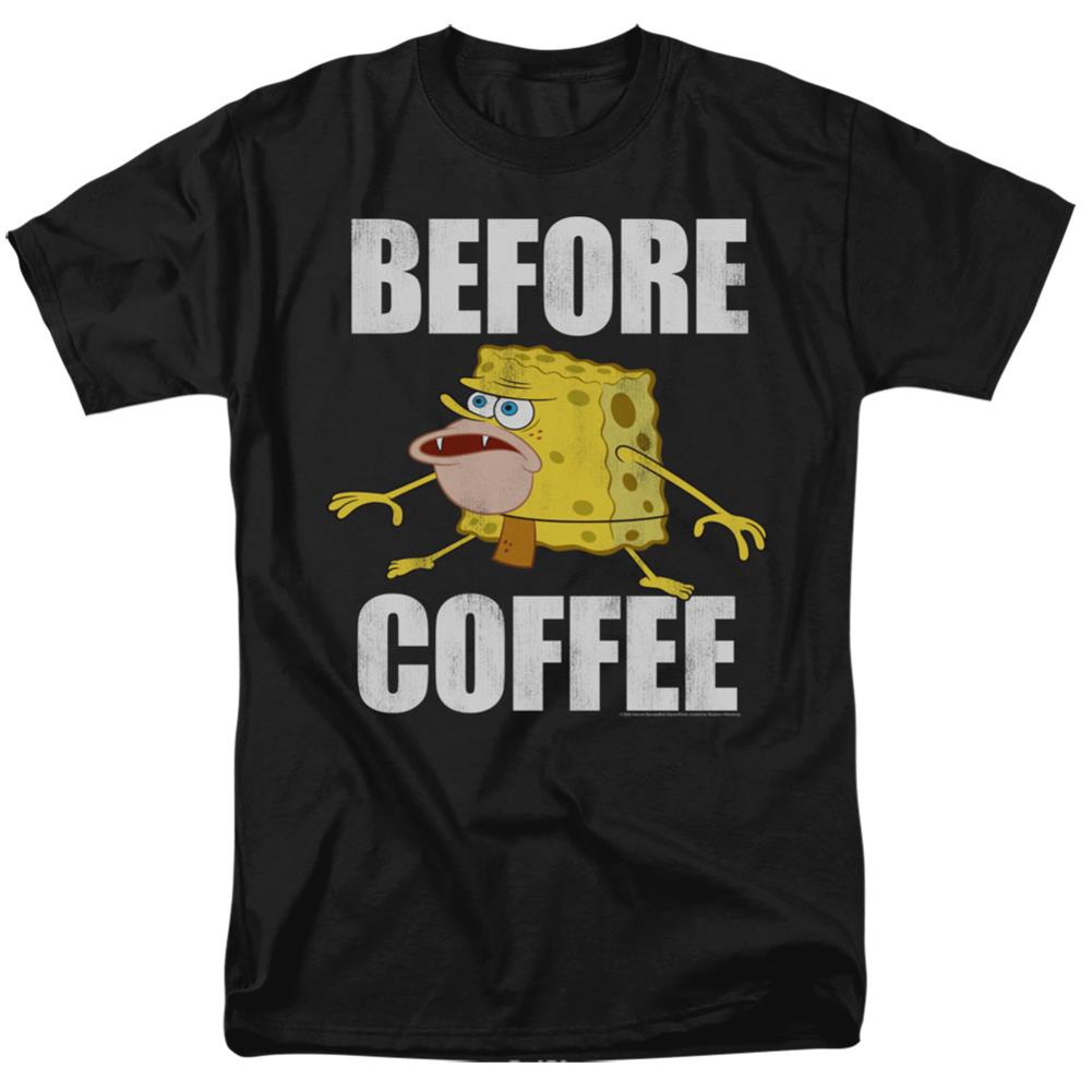 Spongebob Squarepants Before Coffee Meme Men's 18/1 Cotton Short-Sleeve T-Shirt