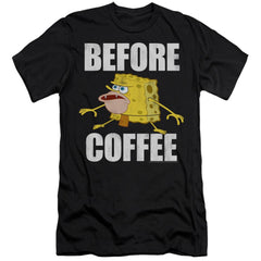 Spongebob Squarepants Before Coffee Meme Men's Ultra-Soft 30/1 Cotton Slim Short-Sleeve T-Shirt