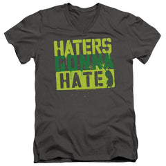 Spongebob Squarepants Haters Gonna Hate Men's 30/1 Cotton Slim V-Neck T-Shirt