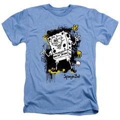 Spongebob Squarepants Ink Splatter Men's 30/1 Heather 60 40 Poly Short-Sleeve T-Shirt