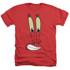 Spongebob Squarepants Mr. Krabs Smile Face Men's 30/1 Heather 60 40 Poly Short-Sleeve T-Shirt