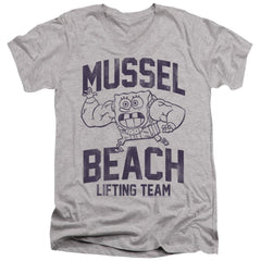 Spongebob Squarepants Mussle Beach Lifting Team Men's 30/1 Cotton Slim V-Neck T-Shirt