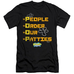 Spongebob Squarepants People Order Our Patties Men's Ultra-Soft 30/1 Cotton Slim Short-Sleeve T-Shirt