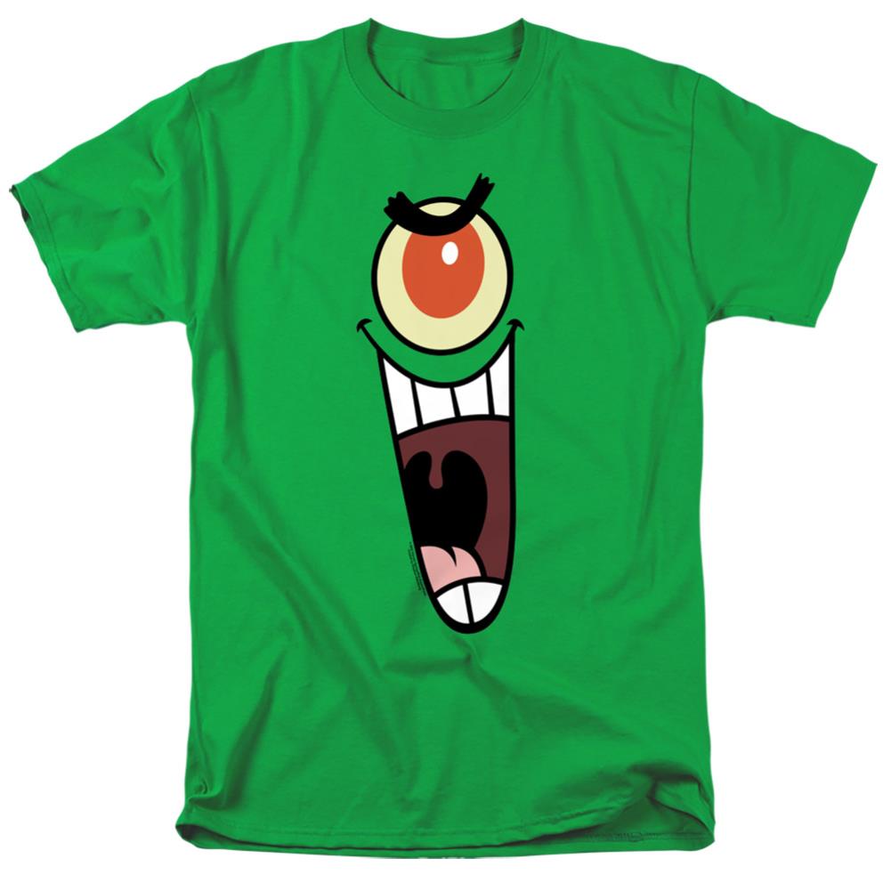 Spongebob Squarepants Plankton Sinister Face Men's 18/1 Cotton Short-Sleeve T-Shirt