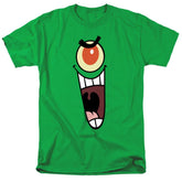 Spongebob Squarepants Plankton Sinister Face Men's 18/1 Cotton Short-Sleeve T-Shirt