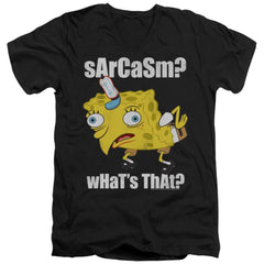 Spongebob Squarepants Sarcasm Meme Men's 30/1 Cotton Slim V-Neck T-Shirt