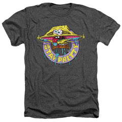 Spongebob Squarepants Stay Pretty Men's 30/1 Heather 60 40 Poly Short-Sleeve T-Shirt