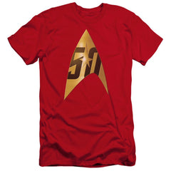 Star Trek 50th Anniversary Delta Men's Ultra-Soft 30/1 Cotton Slim Short-Sleeve T-Shirt