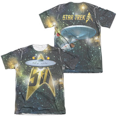 Star Trek 50th Ship (Front/Back Print) Men's Regular Fit Poly Cotton Short-Sleeve T-Shirt
