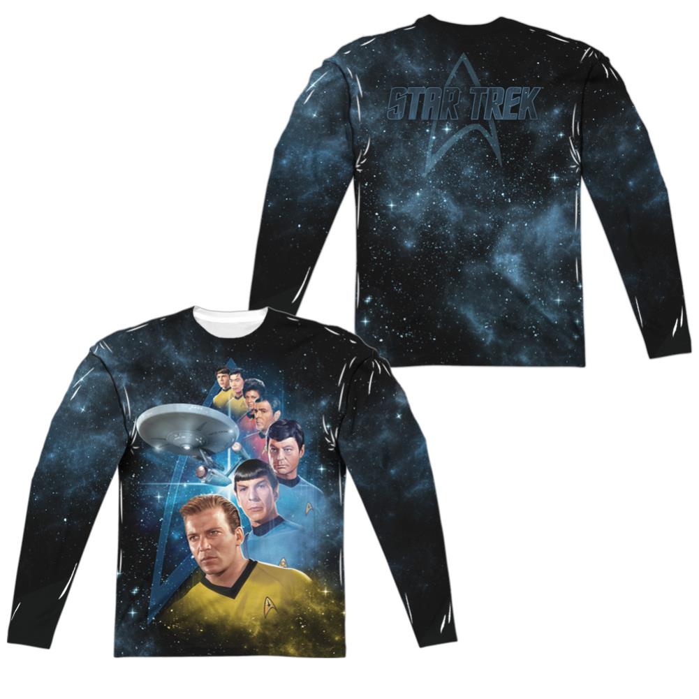 Star Trek Among The Stars (Front/Back Print) Men's Regular Fit Polyester Long-Sleeve T-Shirt