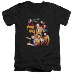 Star Trek At The Controls Men's 30/1 Cotton Slim V-Neck T-Shirt
