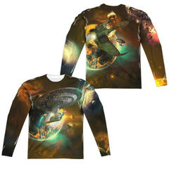 Star Trek Battle Ships (Front/Back Print) Men's Regular Fit Polyester Long-Sleeve T-Shirt