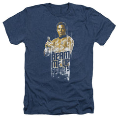 Star Trek Beam Me Up Men's 30/1 Heather 60 40 Poly Short-Sleeve T-Shirt