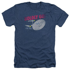 Star Trek Boldly Go Men's 30/1 Heather 60 40 Poly Short-Sleeve T-Shirt