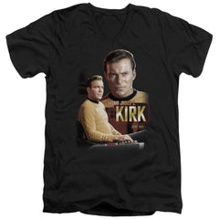 Star Trek Captain Kirk Men's 30/1 Cotton Slim V-Neck T-Shirt