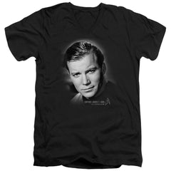 Star Trek Captain Kirk Portrait Men's 30/1 Cotton Slim V-Neck T-Shirt