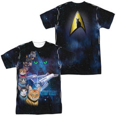 Star Trek Cast Of Cats (Front/Back Print) Men's Regular Fit Polyester Short-Sleeve T-Shirt