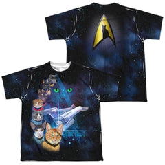 Star Trek Cast Of Cats (Front/Back Print) Youth Regular Fit Poly Short-Sleeve T-Shirt