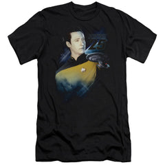 Star Trek Data 25th Men's Ultra-Soft 30/1 Cotton Slim Short-Sleeve T-Shirt